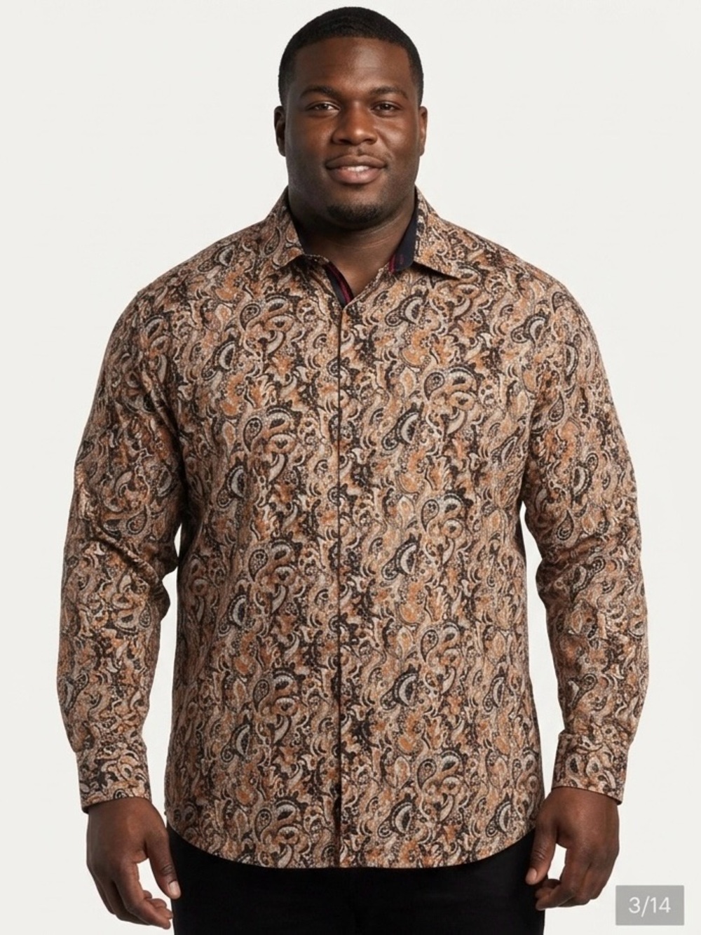 Silver Stone Men’s Paisley Shirt 3XL (Fits like XL) Brown Orange Modern NWOT